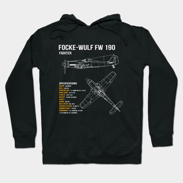 Focke Wulf Fw 190 Hoodie by Dirty Custard Designs 